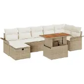 vidaXL Tuinbank Set 8 st Beige poly rattan