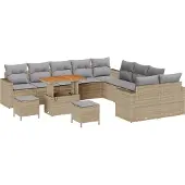 vidaXL Tuinbank Set 17 st 10-Aantal zitplaatsen Beige en Lichtgrijs