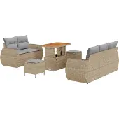 vidaXL Tuinbank Set 8 st Beige poly rattan