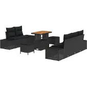 vidaXL Tuinbank Set 8 st Zwart poly rattan
