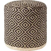 Homescapes Aztec Style Jute Poef - Ronde kruk zwart naturel, 40x45 cm