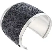 Behave – Bangle – Zwart – Zilverkleurig – Glitterafwerking – Statement – Nikkelvrij