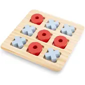 Woet Houten Boter, Kaas & Eieren Spel - Klassiek Tic-Tac-Toe Bordspel voor Kinderen - Educatief Speelgoed - Vanaf 3 Jaar