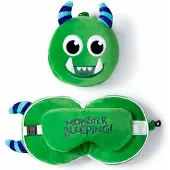 Relaxeazzz Pluche Monstarz Monster Rond Reiskussen en Slaapmasker - Groen