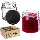 Kadax Lerma Weckpotten 200ml 10st 66mm + Deksels "Zwart Mat"