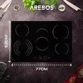 Arebos kookplaat van glaskeramiek autarkische kookplaat 5 kookzones 77cm 8700W