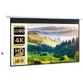 HOMCOM -Beamer-Leinwand-Kunststoff, Metall-293,5L x 8B x 176H cm-Weiß