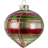 Clayre & Eef Kerstbal Overig Ø 8x8 cm Rood Goudkleurig Glas Kerstballen