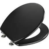 Wenko WC bril Prima - mat zwart MDF - FSC hout - RVS scharnieren - Toiletbril - Toiletzitting - WC Bril zwart mat