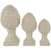 J-Line decoratie Dennenappel - porselein - beige - large