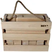 Bex Kubb Original – Zweeds Vikingschaak – Premium Buitenspel – Massief Rubberhout – Koning Met Houtkleurige Kroon – Vanaf 8 Jaar – Inclusief Luxe Houten Draagkist