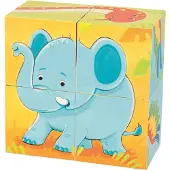 Goki Blokkenpuzzel - Wilde Dieren - 4 Blokken - Verschillende Mogelijkheden - 2 Jaar