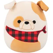 Squishmallows - Medium Plush 30cm Brock - White And Tan Bulldog W/Plaid Bandana
