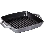 Staub grillpan 23cm vierkant, grijs