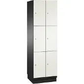 C+P Cambio lockerkast, 2 vakken, 6 vakken, met plint, B 600 x D 525 x H 1980 mm, zwart-grijs/wit