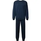Schiesser Pyjama lang ' Comfort Essentials ' nachtblauw