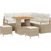 vidaXL Tuinbank Set 8 st 7-Aantal zitplaatsen Beige en Crème