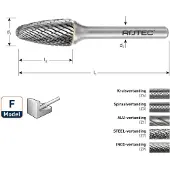 Rotec HM-Stiftfrees, model F - Z7 / STEEL-vertand / ø12,7x25x70xø6mm - 4351307