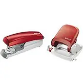 Leitz perforator 5005 + nietmachine 5500 SET, rood