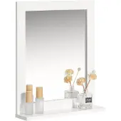 SoBuy FRG129-W Badkamerspiegel met Plank - Witte Muurkast van Houtcomposiet