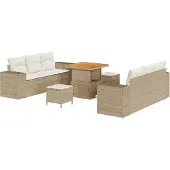 vidaXL Tuinbank Set Beige en Crème Poly Riet