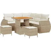 vidaXL Tuinbank Set 8 st 7-Aantal zitplaatsen Beige en Crème