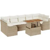 vidaXL Tuinbank Set 8 st Beige Poly rattan