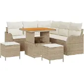 vidaXL Tuinbank Set 8 st 7-Aantal zitplaatsen Beige en Crème