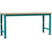 Manuflex werkbank Profi speciaal, tafelblad kunststof, 2000 x 700 mm, waterblauw