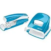 Leitz perforator + tafelnietmachine Wow SET, metallic-blauw