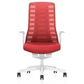Interstuhl bureaustoel PUREis3, vaste armleuningen, 3D auto-synchroonmechanisme, kuipzitting, gazen rugleuning, vuurrood/wit