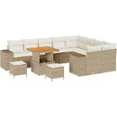 vidaXL Tuinbank Set 12 st 9-Aantal zitplaatsen Beige en Crème