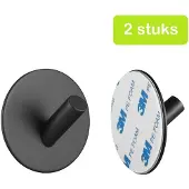 XIVADA Handdoekhaakjes Xavi - Zelfklevend - Rvs - Zwart - Set van 2