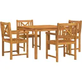vidaXL Tuin Eettafel Set 5 st Bruin Massief acaciahout