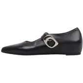 Wonders Dames Ballerina's van Leer Triana 30 Zwart (39), 1 tot 3 cm, Gesp, Casual, Klassiek A-3830_4387_5792