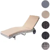Mendler Zonneluier HWC-D80, tuinstoel, relaxstoel, ligbed, polyrotan, grijs, kussen beige