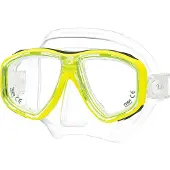 Tusa Freedom Ceos – Duikmasker met twee lenzen, comfortabele pasvorm dicht op het gezicht, Freedom Technology voor comfort en prestaties, hypoallergeen silicone – Geel/Transparant – M-212 FY