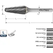 Rotec HM-Stiftfrees, model L - Z9 / INOX-vertand / ø8x25,4x70xø6mm - 4390809