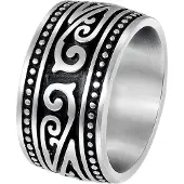Lucardi Ring zwart / zilver