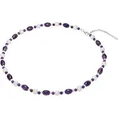 Valero Pearls Ketting blauw / aubergine / zilver / wit
