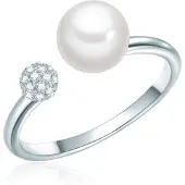 Valero Pearls Ring zilver / wit / parelwit