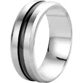 Lucardi Ring zwart / zilver
