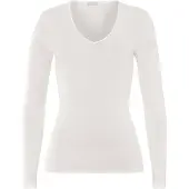 Hanro Slim fit onderhemd met lange mouwen van een mix van wol en zijde