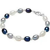 Valero Pearls Armband enziaan / duifblauw / zilver / wit