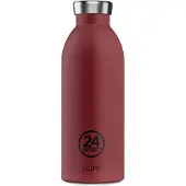 24Bottles Drinkfles 'Clima' karmijnrood / zwart / zilver