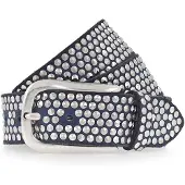 B.belt Studded belt I leather 85 cm blauw