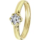 Lucardi Dames Ring met zirkonia - Ring - Cadeau - 9 Karaat - Geelgoud