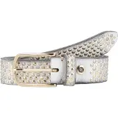 B.belt Studded riem leer 95 cm grijs