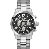 GUESS Analoog horloge 'Parker' zwart / zilver