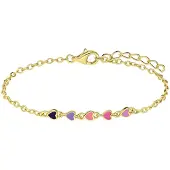 Lucardi Sieraden goud / lila / fuchsia / lichtroze / zwart